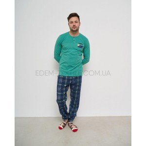 Мужская пижама со штанами в Клетку 93440 Зеленый, 2XL