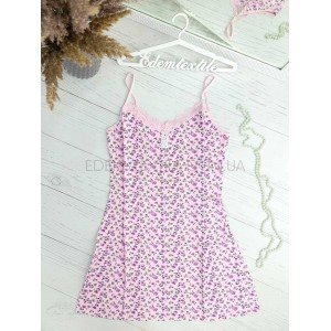 Ночнушка HNX на бретелях Цветочки с Сердечками