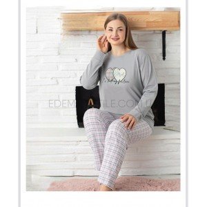 Пижама Штаны в клетку и Лонгслив Love 68186 Серый, 4XL