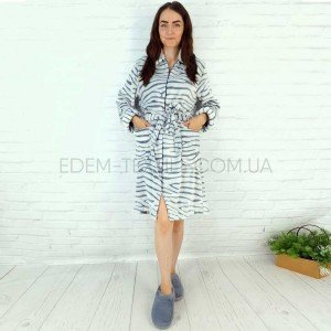 Короткий теплый халат на молнии Шиншилла Серый, 2XL