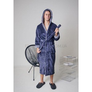 Халат подростковый для мальчика с капюшоном 4001 Графитовый, M