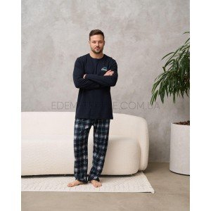 Пижама мужская брюками и кофта Батал 93925 Темно-синий, 3XL