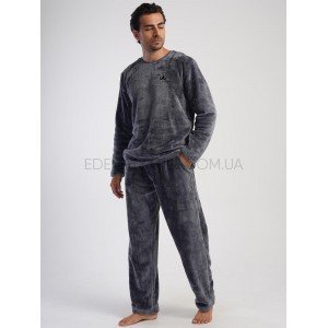 Теплый домашний комплект из велсофта Vienetta 403157 Графитовый, XL