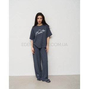 Комплект женский с широкими брюками 99073 Синий, XL