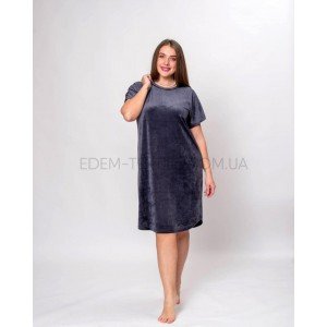 Платье для дома и отдыха велюровое Bahar Графитовый, 5XL