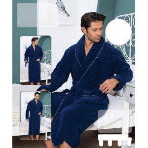 Халат банный махровый для мужчин Бамбук 1020 Синий, 2XL