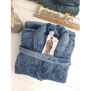 Теплый мужской халат Батал Велсофт Winsom 314 сизый, 4XL