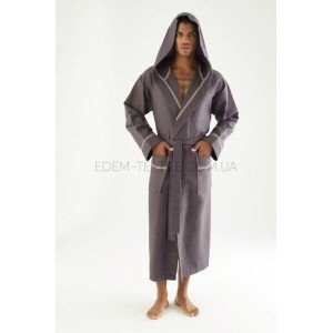 Мужской вафельный длинный халат Nusa 24680 Коричневый, 3XL Мужской вафельный длинный халат Nusa 24680 Коричневый, 3XL