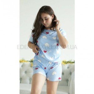 Пижама Saimeiqi для девушек в сердечках Love Голубой, XL