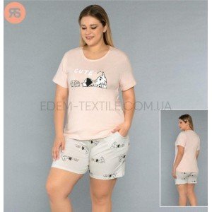 Пижама Батал с шортами Далматинец Cute 6855 Светло-персиковый, 3XL