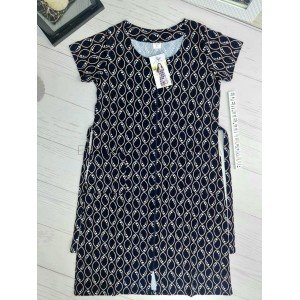 Трикотажный летний халат на молнии Овалы 026 Черный, 3XL