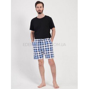 Трикотажные мужские шорты в клетку 2754 Синий, 2XL